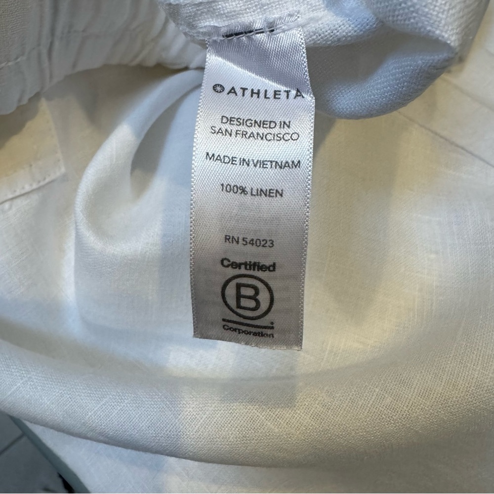 Athleta Cabo Linen Jogger Pants White Size 6 100% Linen Zip Pocket Resort - Picture 5 of 7
